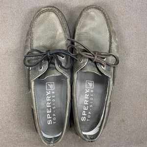 Mens Gray Leather Sperry